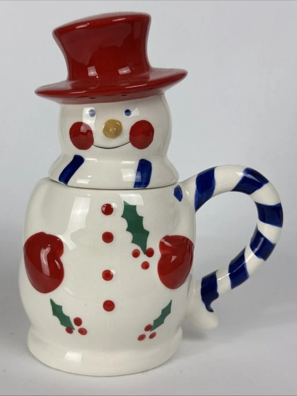 Temptations Snowman Red Hat Ceramic 12oz Mug holiday Christmas decor cup